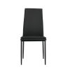 Dining chairs set of 4; Black modern kitchen chair with metal leg