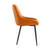 Modern Orange Velvet Dining Chairs ; Fabric Accent Upholstered Chairs Side Chair with Black Legs for Home Furniture Living Room Bedroom Kitchen Dinnin