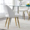 Modern Dining Chairs; Teddy Velvet Accent Chair; Living Room Leisure Chairs; Upholstered Side Chair with Golden Metal Legs for Dining Room Kitchen Van