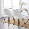 Modern Dining Chairs; Teddy Velvet Accent Chair; Living Room Leisure Chairs; Upholstered Side Chair with Golden Metal Legs for Dining Room Kitchen Van