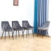 Modern Gray Velvet Dining Chairs ; Fabric Accent Upholstered Chairs Side Chair with Black Legs for Home Furniture Living Room Bedroom Kitchen Dinning