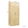 High wardrobe and kitchen cabinet with 2 doors and 3 partitions to separate 4 storage spaces; oak