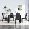 Dining chairs set of 4; Black modern kitchen chair with metal leg