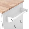 kitchen island cart with Spice Rack; Towel Rack & Drawer; Rubber wood desktop; 5 wheels including 4 lockable wheels; 52.8inch width (White)