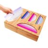 Ziplock Bag Organizer Zip Lock Bag Organizer Dispenser for Pantry-Bamboo Kitchen Drawer Container Suitable for Gallon; Quart; Sandwich; Snack; Food St