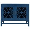 U-style Wood Storage Cabinet with Doors and Adjustable Shelf; Entryway Kitchen Dining Room; Navy Blue