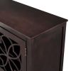 U-style Wood Storage Cabinet with Doors and Adjustable Shelf; Entryway Kitchen Dining Room; Brown