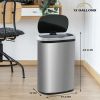 Touch Free Sensor Stainless Steel Trash Can; 13.2 Gallon