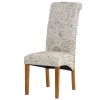 Chairs; Set of 2 Uphostered Kitchen Dining Chairs w/Wood Legs; Padded Seat; Linen Fabric; Nails; Dining Chairs; Ideal for Dining Room; Kitchen; Living