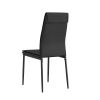 Dining chairs set of 4; Black modern kitchen chair with metal leg