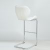 Bar chair modern design for dining and kitchen barstool with metal legs set of 4 (White)