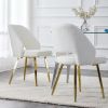 Modern Dining Chairs; Teddy Velvet Accent Chair; Living Room Leisure Chairs; Upholstered Side Chair with Golden Metal Legs for Dining Room Kitchen Van