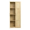 High wardrobe and kitchen cabinet with 2 doors and 3 partitions to separate 4 storage spaces; oak