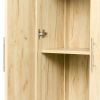 High wardrobe and kitchen cabinet with 2 doors and 3 partitions to separate 4 storage spaces; oak