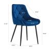 Modern Blue Velvet Dining Chairs ; Fabric Accent Upholstered Chairs Side Chair with Black Legs for Home Furniture Living Room Bedroom Kitchen Dinning