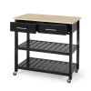 Enon Modern Kitchen Trolley on Wheels Black