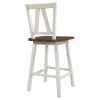 Farmhouse 2-Piece Counter Height Dining Chair Set, Wooden Kitchen Chair Set for Small Places, Walnut+Distressed White, Set of 2