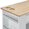 Julien Kitchen Trolley on Wheels Natural Tabletop+White