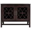 U-style Wood Storage Cabinet with Doors and Adjustable Shelf; Entryway Kitchen Dining Room; Brown