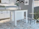 Cala Kitchen Island Antibacterial; Three Shelves; Four Legs -Light Oak / White