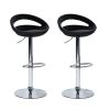 Ergonomic Streamlined Kitchen Island Stools Set of 2 ABS Counter Height Bar Chairs with Footrest Chrome Base for Kitchen Pub Island Bar; Black High Gl