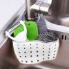 Kitchen Beige Double Sink Draining Hanging Bag Shelf Sponge Rack Sink Storage Hanging Basket Draining Rack