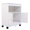 Wood Kitchen Microwave Cabinet Cart with 4 Universal Wheels and Roomy Inner Space for Home Use; White