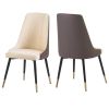 TREXM Kitchen Dining Chairs Set of 2; PU Leather Dining Chairs with Solid Wood and Metal Legs (Brown)