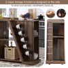 TREXM Kitchen Island Cart on Wheels with Adjustable Shelf and 5 Wine Holders; Storage Cart for Dining Room; Kitchen (Brown)