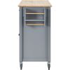 Kitchen Island Cart with Solid Wood Top and Locking Wheels; 54.3 Inch Width; 4 Door Cabinet and Two Drawers; Spice Rack; Towel Rack (Grey Blue)