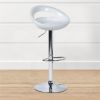 Ergonomic Streamlined Kitchen Island Stools Set of 2 ABS Counter Height Bar Chairs with Footrest Chrome Base for Kitchen Pub Island Bar; White High Gl