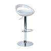 Ergonomic Streamlined Kitchen Island Stools Set of 2 ABS Counter Height Bar Chairs with Footrest Chrome Base for Kitchen Pub Island Bar; White High Gl