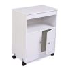 Wood Kitchen Microwave Cabinet Cart with 4 Universal Wheels and Roomy Inner Space for Home Use; White