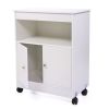 Wood Kitchen Microwave Cabinet Cart with 4 Universal Wheels and Roomy Inner Space for Home Use; White