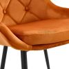 Modern Orange Velvet Dining Chairs ; Fabric Accent Upholstered Chairs Side Chair with Black Legs for Home Furniture Living Room Bedroom Kitchen Dinnin