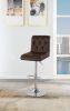 Adjustable Bar stool Gas lift Chair Espresso Faux Leather Tufted Chrome Base Modern Set of 2 Chairs Dining Kitchen