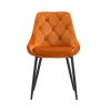 Modern Orange Velvet Dining Chairs ; Fabric Accent Upholstered Chairs Side Chair with Black Legs for Home Furniture Living Room Bedroom Kitchen Dinnin