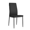 Dining chairs set of 4; Black modern kitchen chair with metal leg