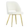 Modern Dining Chairs; Teddy Velvet Accent Chair; Living Room Leisure Chairs; Upholstered Side Chair with Golden Metal Legs for Dining Room Kitchen Van