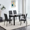 Dining chairs set of 4; Black modern kitchen chair with metal leg