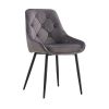 Modern Gray Velvet Dining Chairs ; Fabric Accent Upholstered Chairs Side Chair with Black Legs for Home Furniture Living Room Bedroom Kitchen Dinning