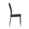 Dining chairs set of 4; Black modern kitchen chair with metal leg