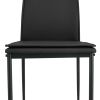 Dining chairs set of 4; Black modern kitchen chair with metal leg