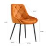 Modern Orange Velvet Dining Chairs ; Fabric Accent Upholstered Chairs Side Chair with Black Legs for Home Furniture Living Room Bedroom Kitchen Dinnin