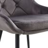 Modern Gray Velvet Dining Chairs ; Fabric Accent Upholstered Chairs Side Chair with Black Legs for Home Furniture Living Room Bedroom Kitchen Dinning