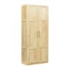 High wardrobe and kitchen cabinet with 2 doors and 3 partitions to separate 4 storage spaces; oak