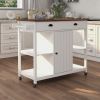 With Adjustable Shelf and Towel Bar; Lockable Wheels Kitchen Island