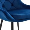 Modern Blue Velvet Dining Chairs ; Fabric Accent Upholstered Chairs Side Chair with Black Legs for Home Furniture Living Room Bedroom Kitchen Dinning