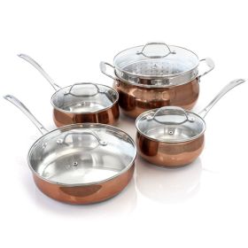 Oster Carabello 9 Piece Stainless Steel Cookware Combo Set in Copper