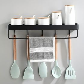 Black Hook Frame Wall-mounted Kitchen Shelf Hanging Rod Space Aluminum Hanger Storage Rack Home Condiment Rack (size: 30CM)